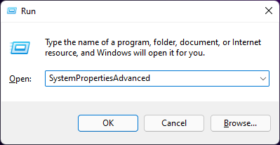 Result of pressing the Win+R hotkey